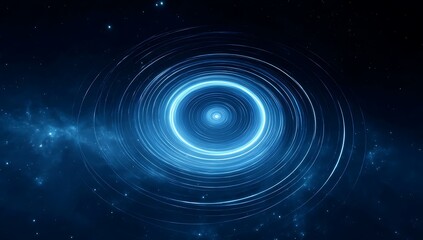Celestial Vortex Abstract Art Blue Energy Rings Nebula Space Background Design