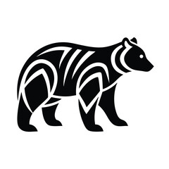 A stylized black bear silhouette walking against a clean white background modern vector illustration