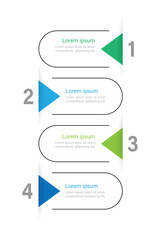 Vector infographic template. 4 step line vertical with triangle and lines connected. Banner information with icons