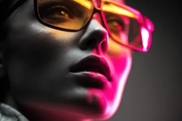Close-up portrait of a person wearing vibrant glasses. © Agent Neptunus