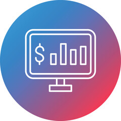 Online Statistics Line Gradient Circle Background Icon