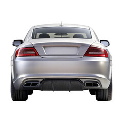 silver Car Back View with Transparent Background