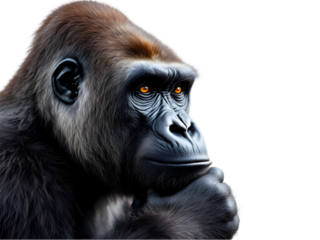 Powerful Gorilla Portrait Intense Gaze Dark Background Wildlife Animal Photography Majestic Primate Strong Powerful Image Silverback Gorilla Close Up Serious   