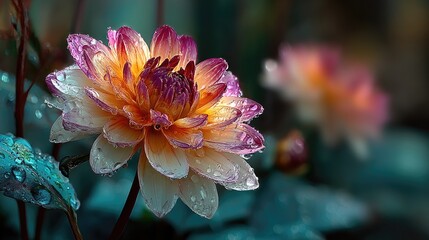 Floral closeup with water droplets