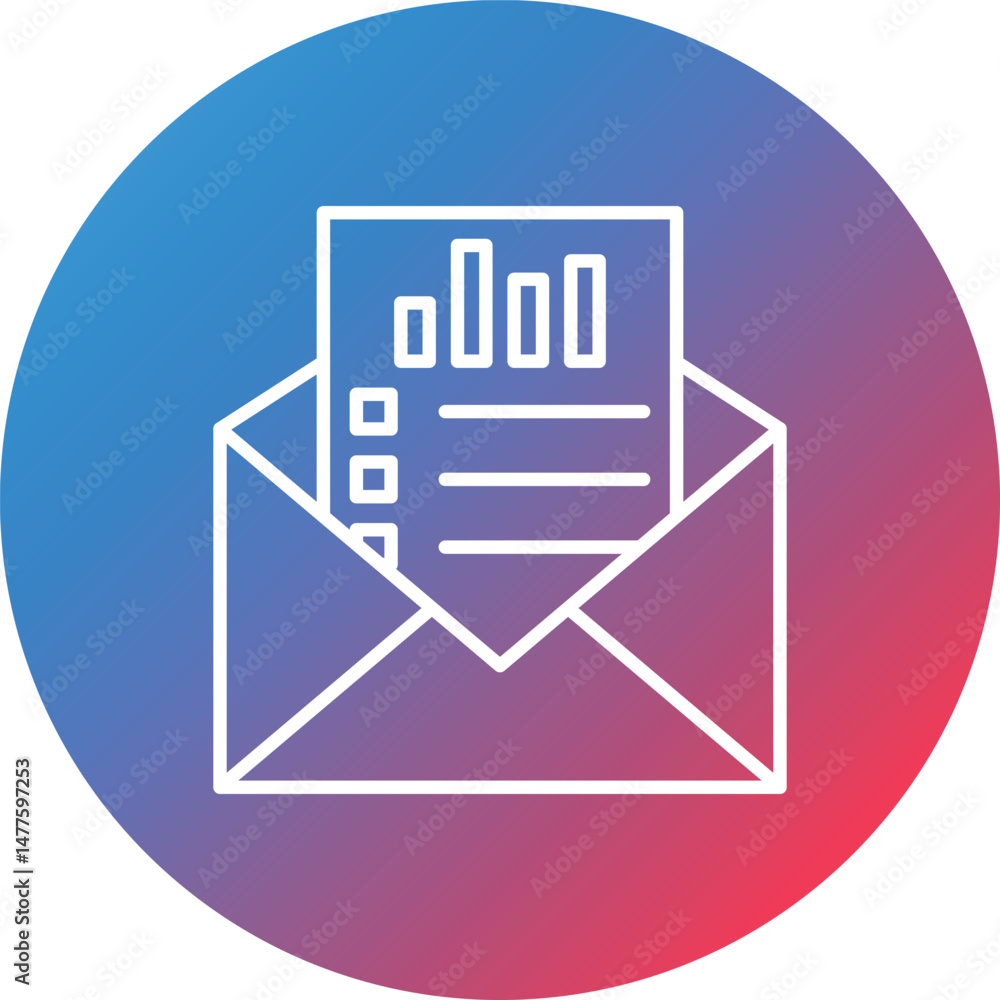 Poster email statistics line gradient circle background icon