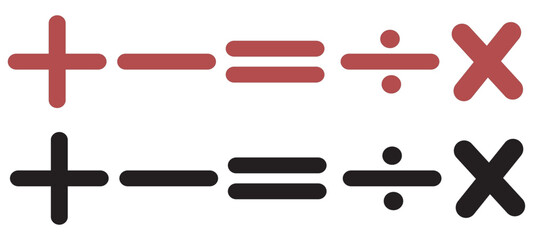 Mathematical Symbols Set in Two Color Styles.Vector Illustration. 