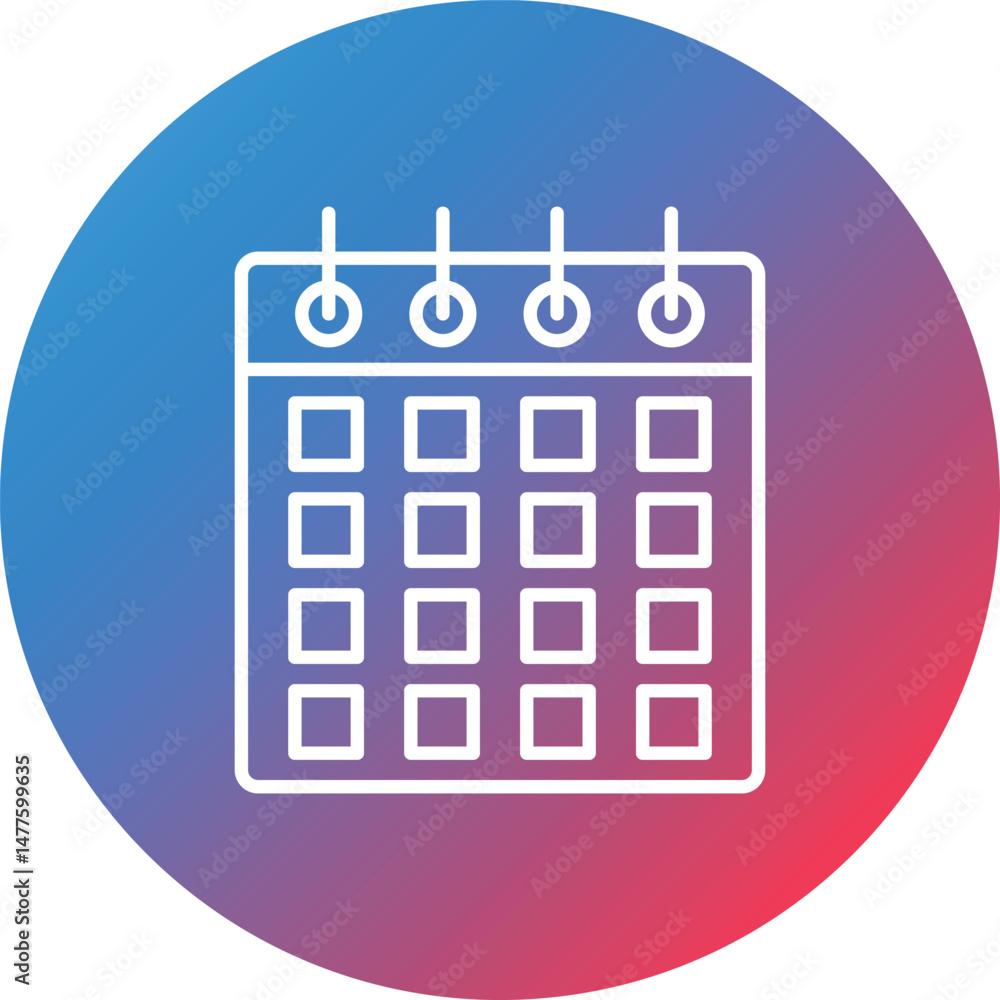 Poster calendar line gradient circle background icon