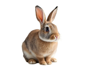 Obraz premium Adorable Brown Rabbit Sitting Isolated Black Background Studio Shot Cute Fluffy Bunny Pet Animal Wildlife Nature Photography Easter Symbol long ears eyes soft 