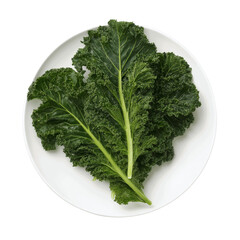 Fototapeta premium Fresh Organic Kale Leaves on White Plate - Healthy Eating Concept