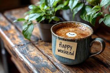 Latte with Happy Weekend note