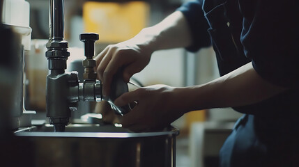 Naklejka premium Mechanic Adjusting Industrial Valve