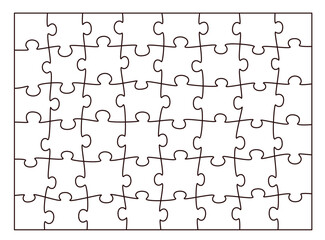 Jigsaw puzzle blank template. Cutting lines grid design for jigsaw puzzle. Vector template