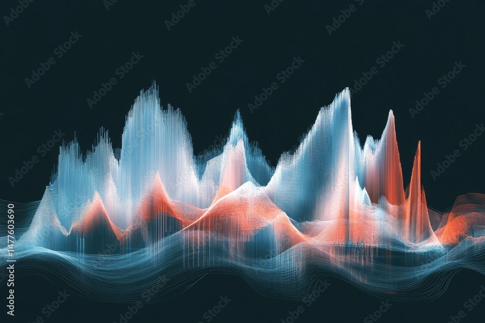 Poster a close-up view of a laptop displaying stock market data with fluctuating graphs. set in a modern of