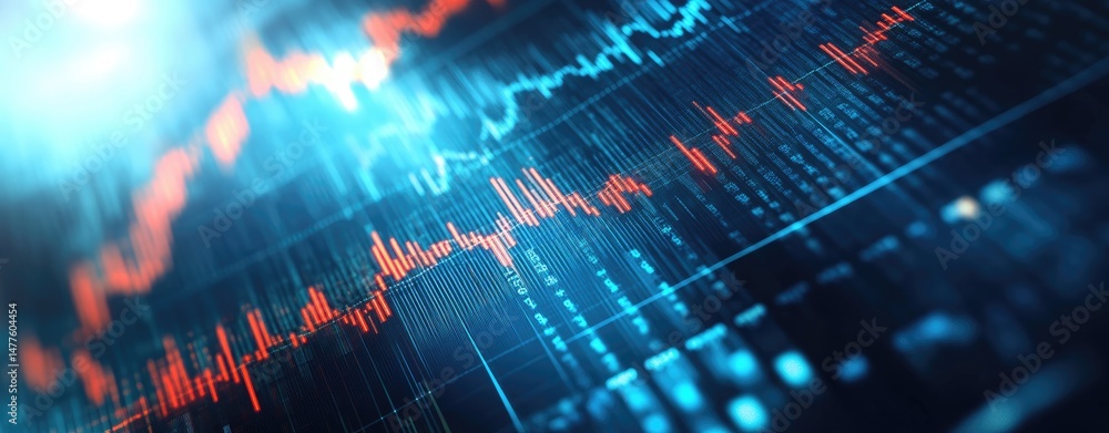 Aufkleber a vibrant digital landscape showcasing abstract data visualization with glowing lines and bars. set 