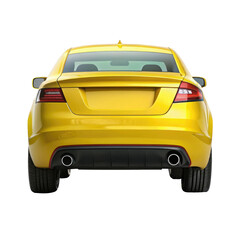 yellow Car Back View with Transparent Background
