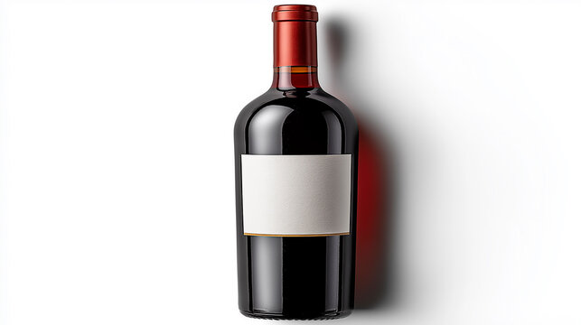 Elegant wine bottle with blank label on white background - Powered by Adobe