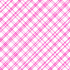 Plaid pattern with twill weave in pink and white.Tartan check seamless pattern.Vector illustration geometric background for fabric and paper.