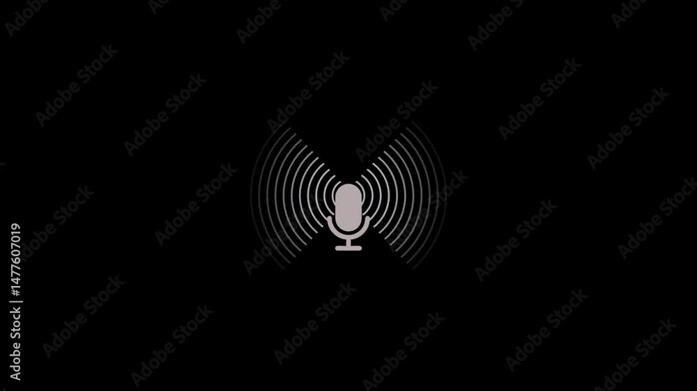 Poster voice recording podcast mic microphone button icon animation. audio microphone icon animation.