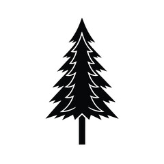 Obraz premium Simple black and white silhouette design of a christmas pine tree isolated on a white background