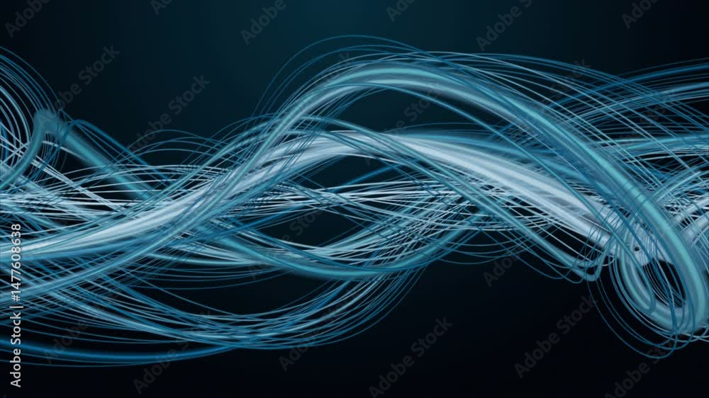 Poster futuristic video animation with stripe wave object in slow motion, 4096x2304 loop 4k