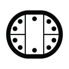 Abstract circular silhouette with minimalistic black and white design featuring dots and geometric shapes