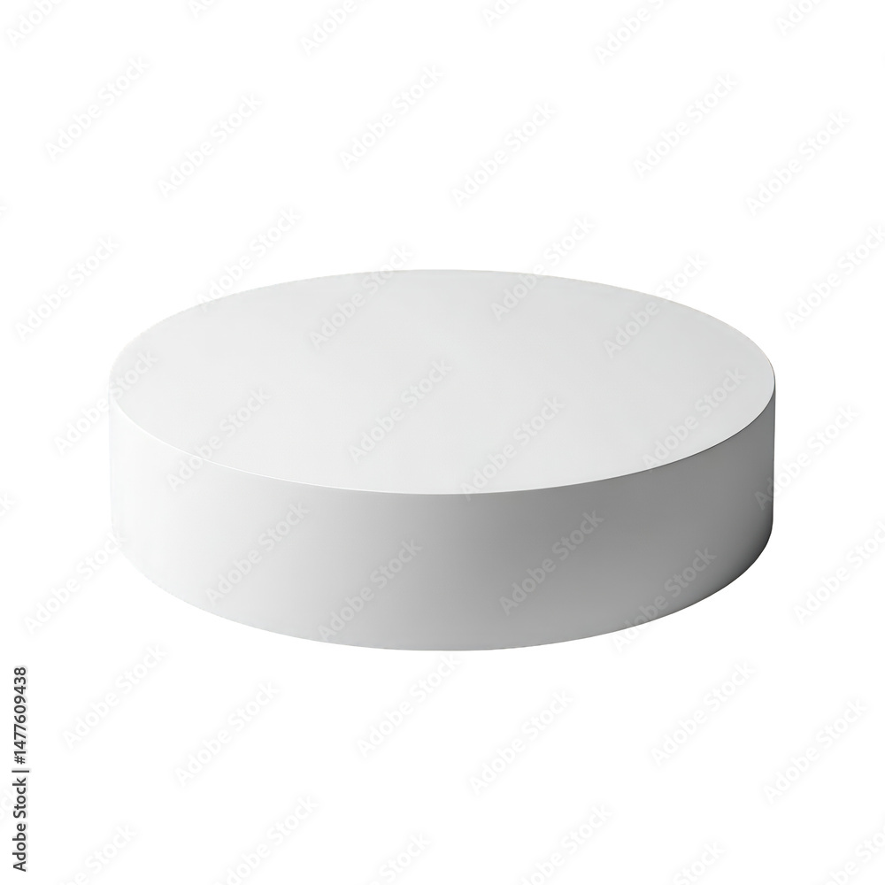 Poster white round cylinder product display stand isolated 3d shape on transparent background