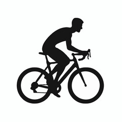 Obraz premium Cyclist silhouette riding bicycle in side view