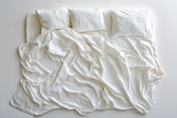 Obraz premium A close-up view of softly draped. wrinkled white fabric creating a serene and minimalist aesthetic. ideal for backgrounds in photography or design projects