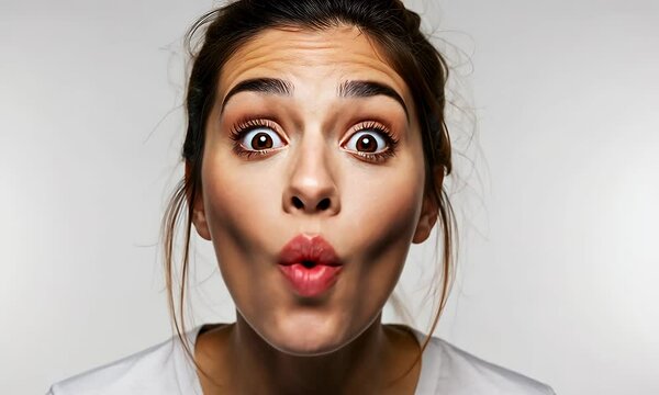 Shocked expression, big eyes, mouth wide