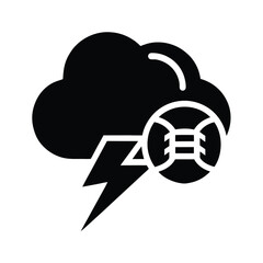 Black silhouette illustration depicting a storm with a wheel or data security symbol within a cloud formation.