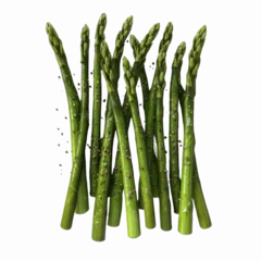 Fresh Green Asparagus Spears with Pepper Seasoning, Isolated on Black Transparent background