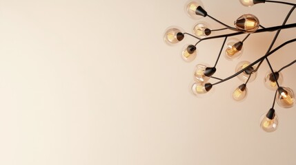 Modern chandelier with warm lights against a soft background