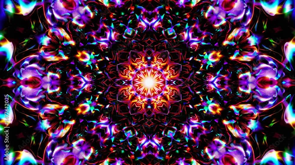 Poster Abstract kaleidoscopic design with vibrant colors and patterns  