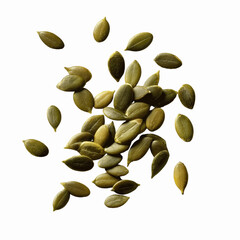 Roasted Pumpkin Seeds Falling on a Blue Transparent background
