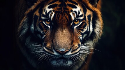 Obraz premium Intense gaze of a Sumatran tiger revealing its magnificent nature