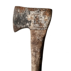 Old rusty axe tool isolated on black background close up on transparent background