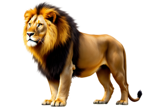 Majestic African Lion Powerful King Wildlife Animal Nature Golden Mane Strong Wildcat Predator Beast Golden Fur Powerful Paws  Jungle Savannah Pride Alpha Male 