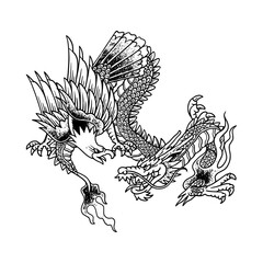 Hand-Drawn Eagle vs Dragon – Epic Battle Illustration