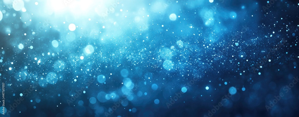 Poster a mesmerizing close-up view of shimmering blue and gold particles floating in the air. creating a ma