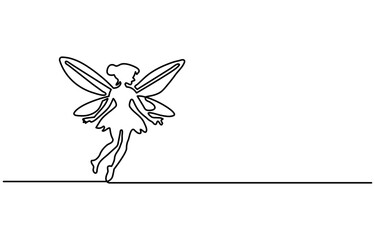 Beautiful Angel Baby in one continuous line drawing. Christmas cherub and easter symbol in simple linear style. Elegance logo editable stroke. Doodle monoline vector illustration