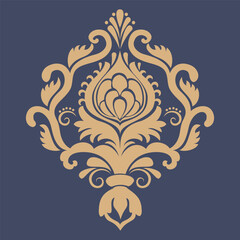 Vector damask stencil element. Floral baroque ornament pattern design. Vintage victorian arabesque motif.