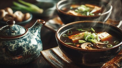 Steaming bowls of soup