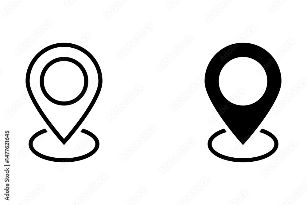 Fototapete location pin with circle, linear style icon. specific geographic location with a circular indicator.