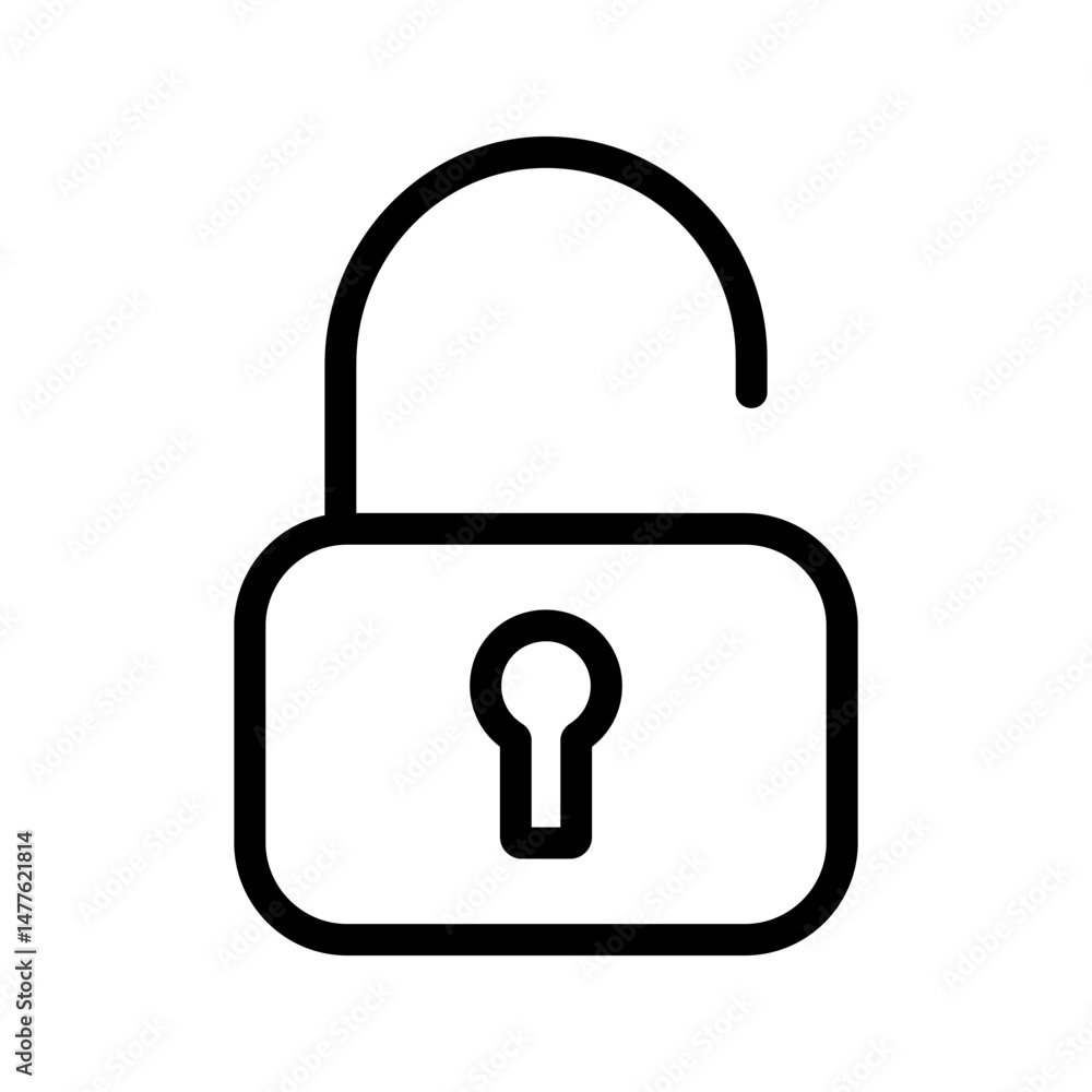 Poster unlock or open lock icons set designed in filled, outline, line and stroke style