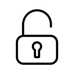 Unlock or open lock icons set designed in filled, outline, line and stroke style