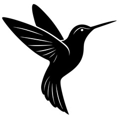 Fototapeta premium Flying hummingbird bird silhouette vector illustration