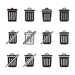 Trash bin icons set, Bin icon, delete icon button,Office trash icon,garbage icon vector design,Trash can open icon, delete sign and symbol
