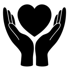 Obraz premium Hands holding heart silhouette vector illustration