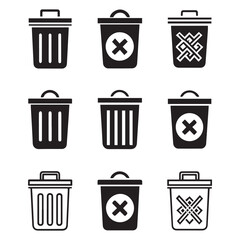 Trash bin icons set, Bin icon, delete icon button,Office trash icon,garbage icon vector design,Trash can open icon,