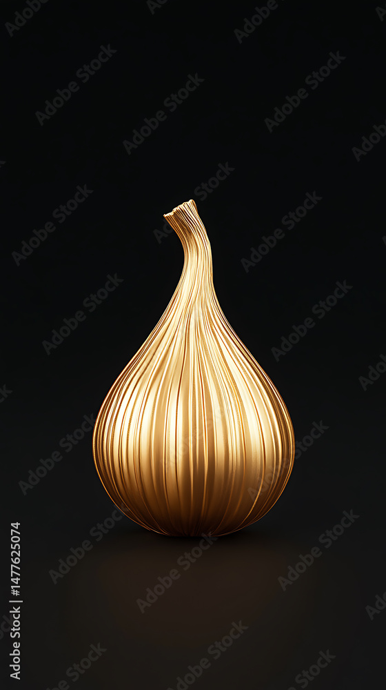 Poster golden bulb with elongated stem against black. a unique and simple display of an object in a modern 